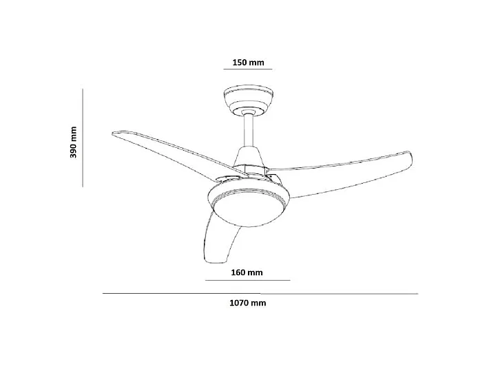 Ventilateur de Plafond Silencieux Neil Bois 107cm Moteur DC Argent CCT , Télécommande RF, Wifi: