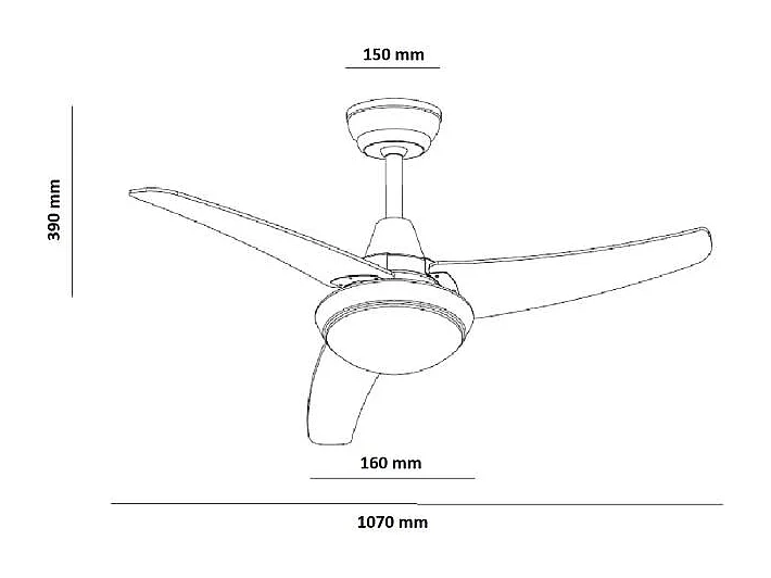 Ventilateur de Plafond Silencieux Neil Bois 107cm Moteur DC Argent CCT , Télécommande RF, Wifi: