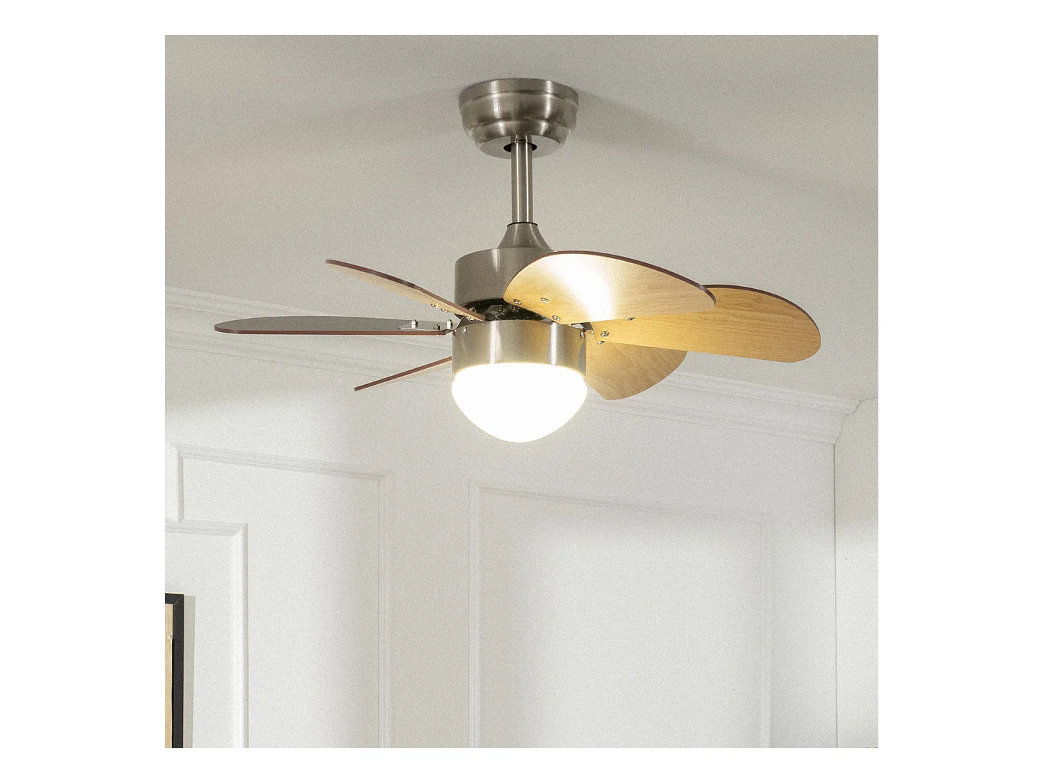 Ventilador de Techo Silencioso Orion Madera 81cm Motor DC Plateado  Wifi: