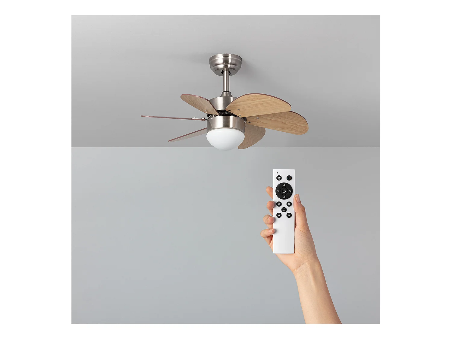 Ventilador de Techo Silencioso Orion Madera 81cm Motor DC Plateado  Wifi: