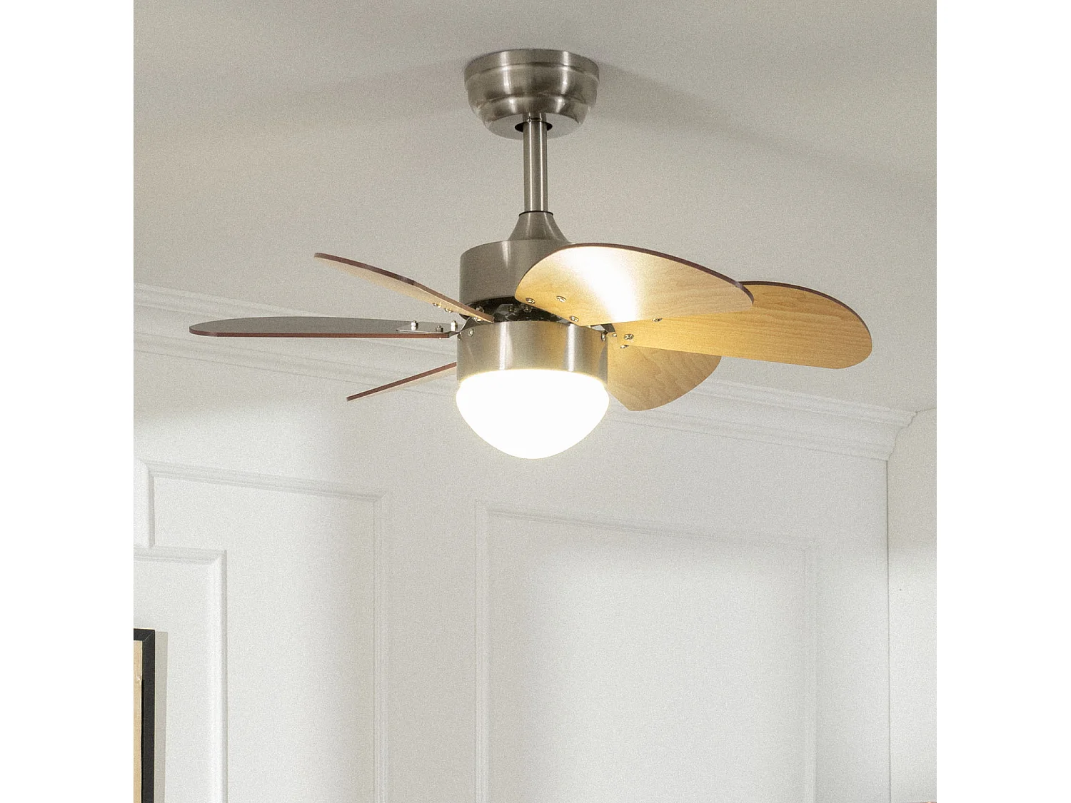 Ventilateur de Plafond Silencieux Orion Bois 81cm Moteur DC Argent  , , Wifi: