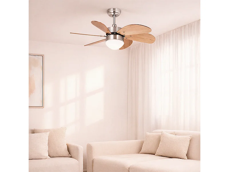 Ventilateur de Plafond Silencieux Orion Bois 81cm Moteur DC Argent  , , Wifi: False