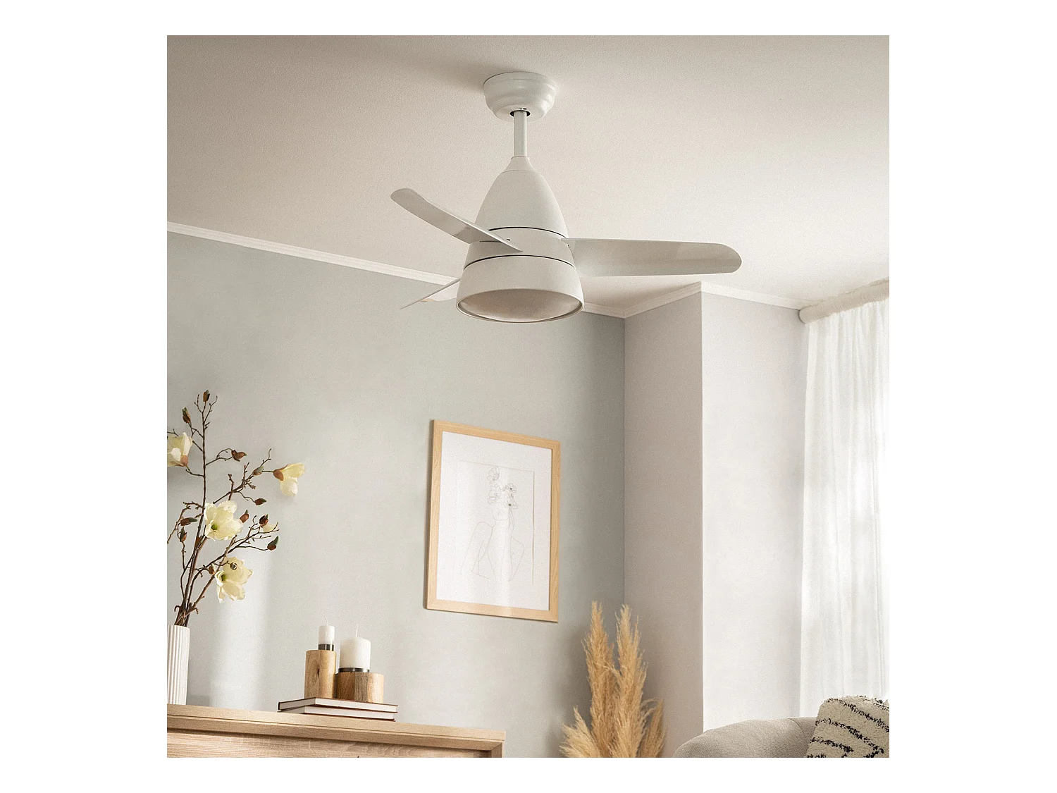 Ventilatore da Soffitto Silenzioso Industrial Bianco 91cm Motore DC Bianco CCT Con Luce, Telecomando RF, Wifi: False