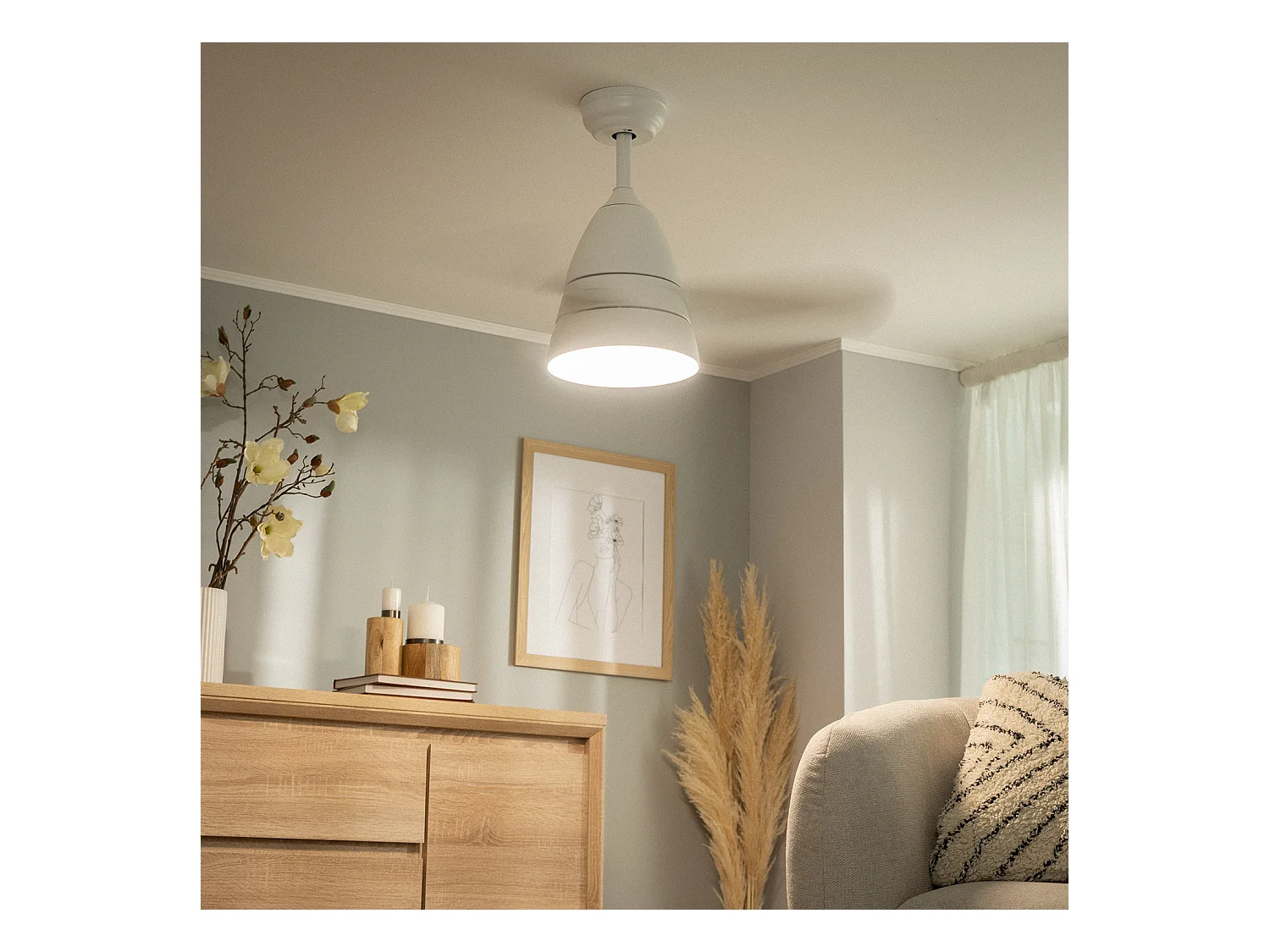 Ventilatore da Soffitto Silenzioso Industrial Bianco 91cm Motore DC Bianco CCT Con Luce, Telecomando RF, Wifi: False