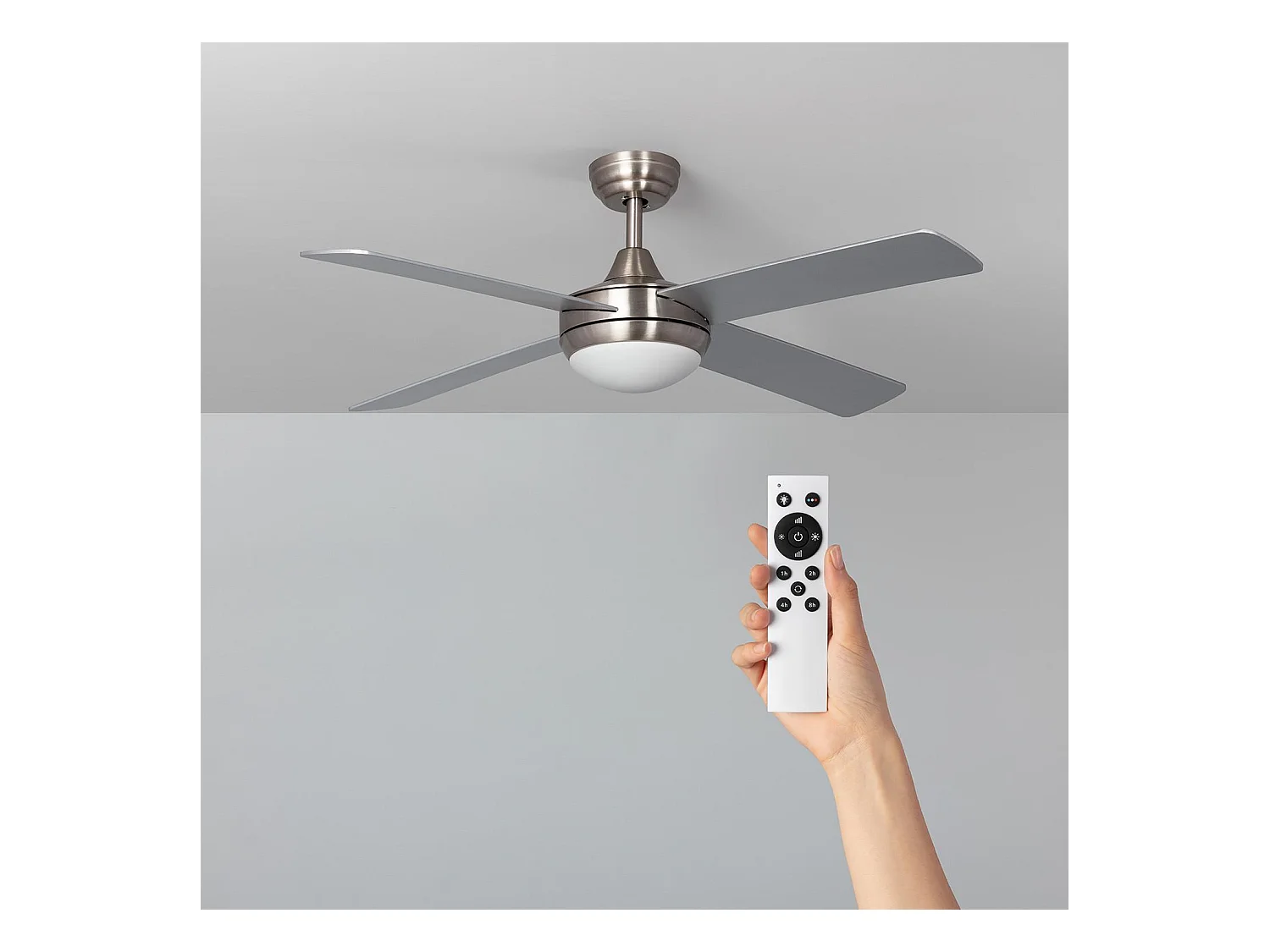 TechBrey Ventilateur de Plafond LED Silencieux Navy Niquel 132cm Moteur DC
