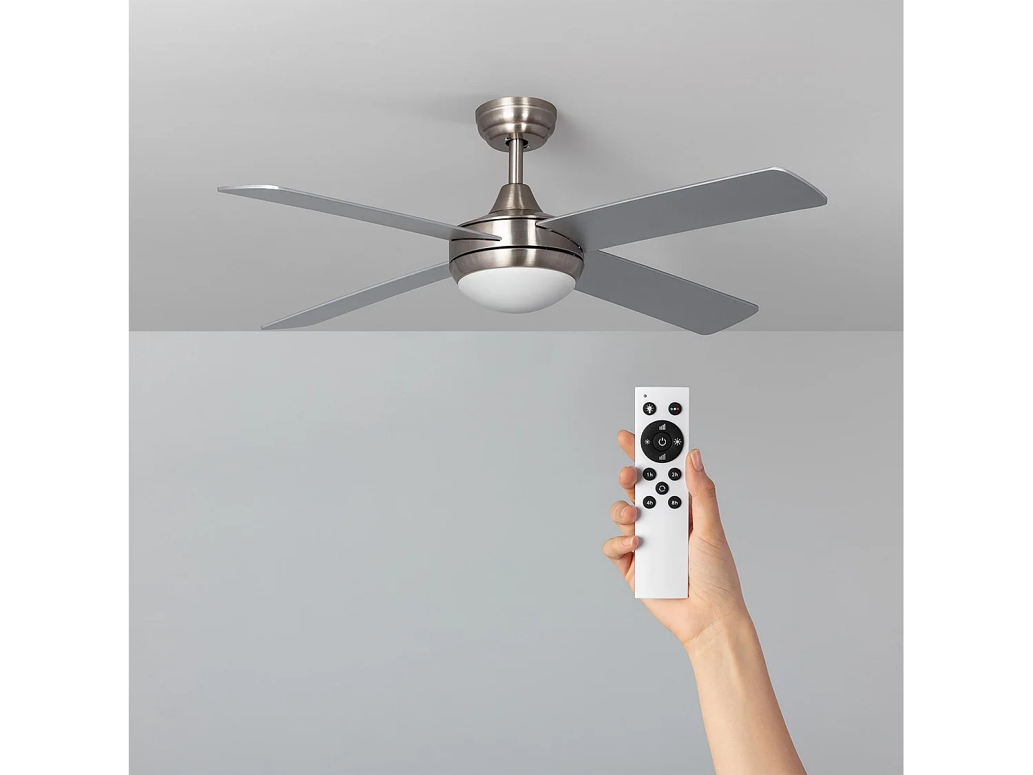 TechBrey Ventilateur de Plafond LED Silencieux Navy Niquel 132cm Moteur DC