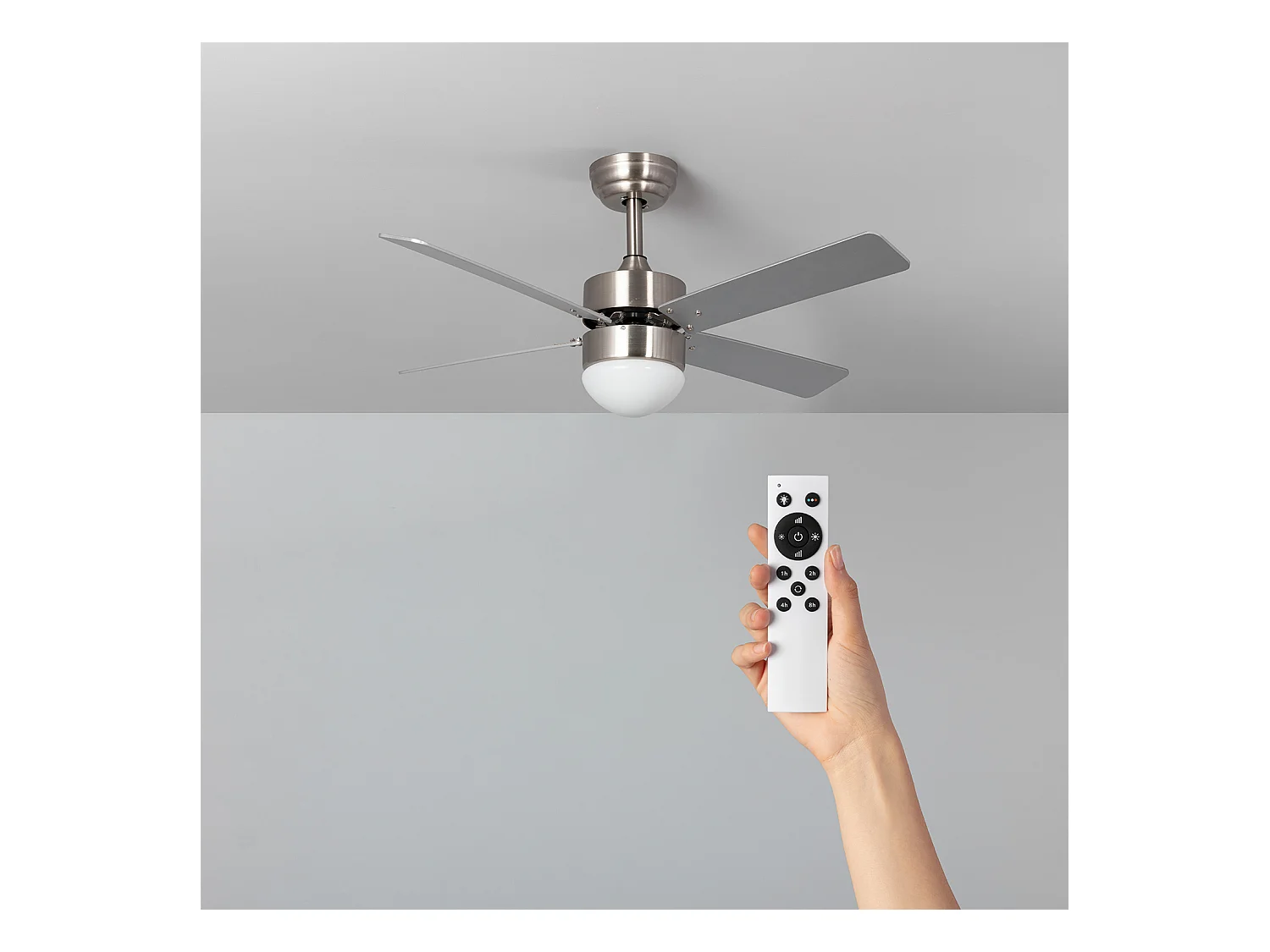 Ventilador de Techo Silencioso Cygnus Níquel 107cm Motor DC Plateado CCT  Wifi: