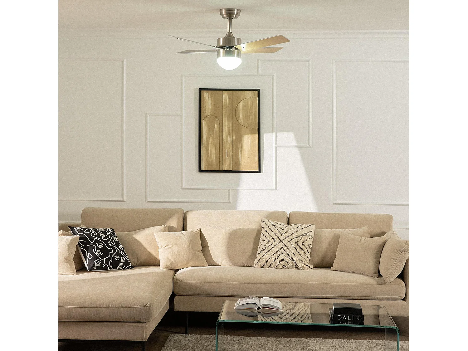 Ventilador de Techo Silencioso Cygnus Níquel 107cm Motor DC Plateado CCT  Wifi: