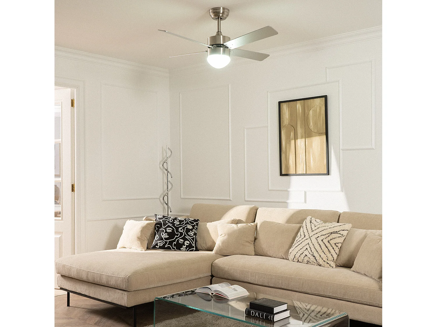 Ventilateur de Plafond Silencieux Cygnus Niquel 107cm Moteur DC  Argent CCT , , Wifi: