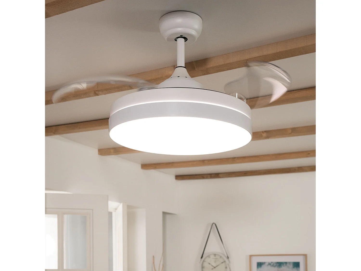 Ventilateur de Plafond Rétractable Silencieux Dalori Blanc 106cm Moteur DC Blanc  , , Wifi: False