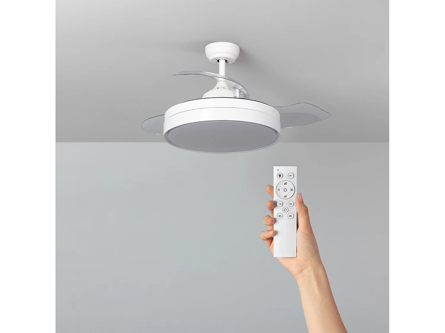 Ventilateur de Plafond Rétractable Silencieux Dalori Blanc 106cm Moteur DC Blanc  , , Wifi: False