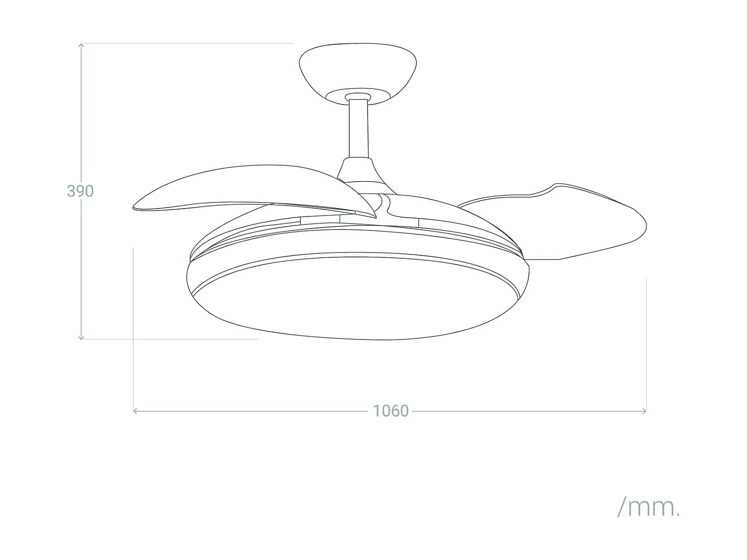 Ventilateur de Plafond Rétractable Silencieux Dalori Blanc 106cm Moteur DC Blanc  , , Wifi: False
