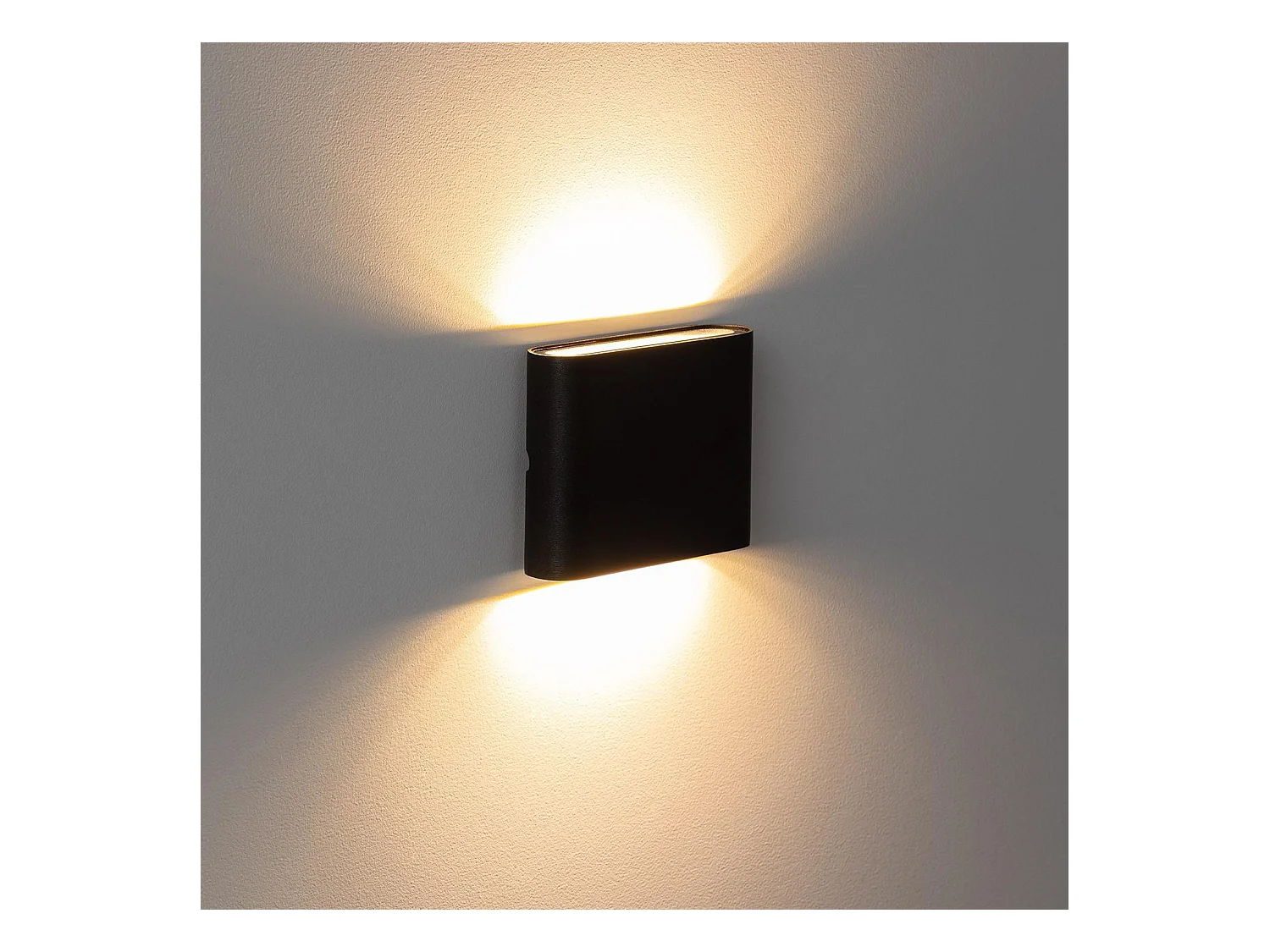 Applique Murale Extérieure LED 6W Aluminium Carrée Éclairage Double Face Noire  2700K Blanc chaud