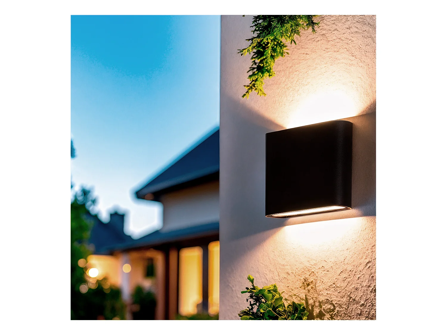 Applique Murale Extérieure LED 6W Aluminium Carrée Éclairage Double Face Noire  2700K Blanc chaud