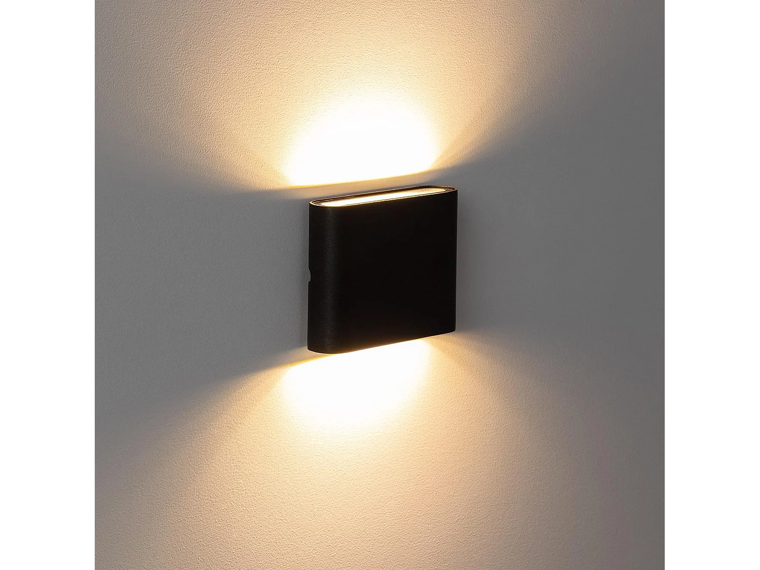 Applique Murale Extérieure LED 6W Aluminium Carrée Éclairage Double Face Noire  2700K Blanc chaud