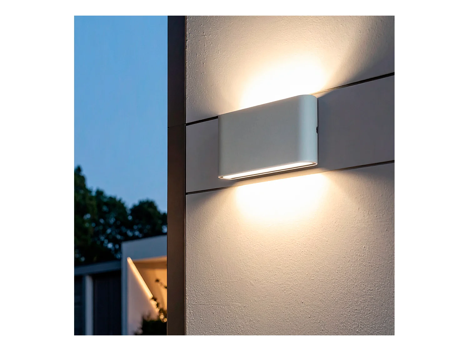 Applique Murale LED Extérieure Einar 12W Éclairage Double Face Rectangulaire Blanche  2700K Blanc chaud