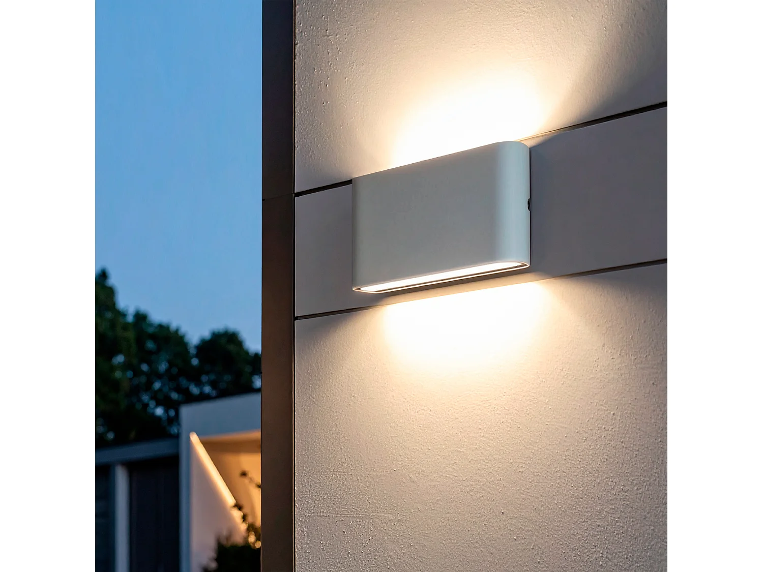 Applique Murale LED Extérieure Einar 12W Éclairage Double Face Rectangulaire Blanche  2700K Blanc chaud