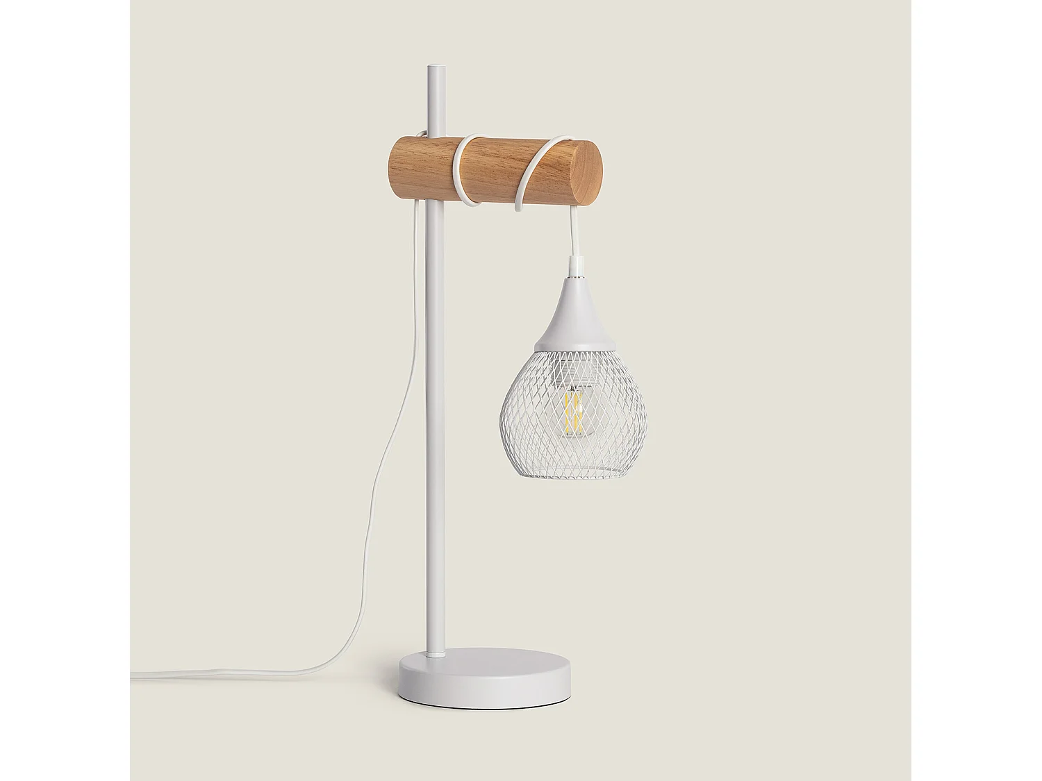 Lampada da Tavolo in Metallo Wi-Fi con Regolatore Monah Bianco