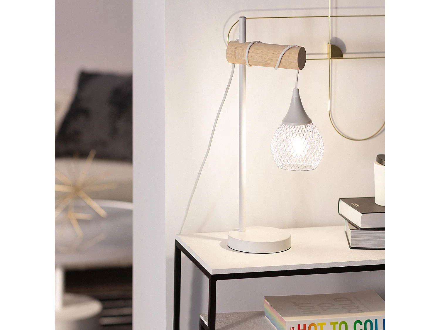 Lampada da Tavolo in Metallo Wi-Fi con Regolatore Monah Bianco