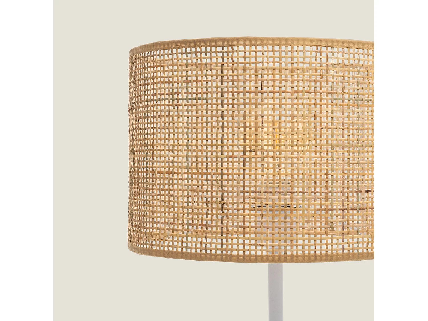 Lampada da Tavolo Rattan e Metallo Baracoa Bianco