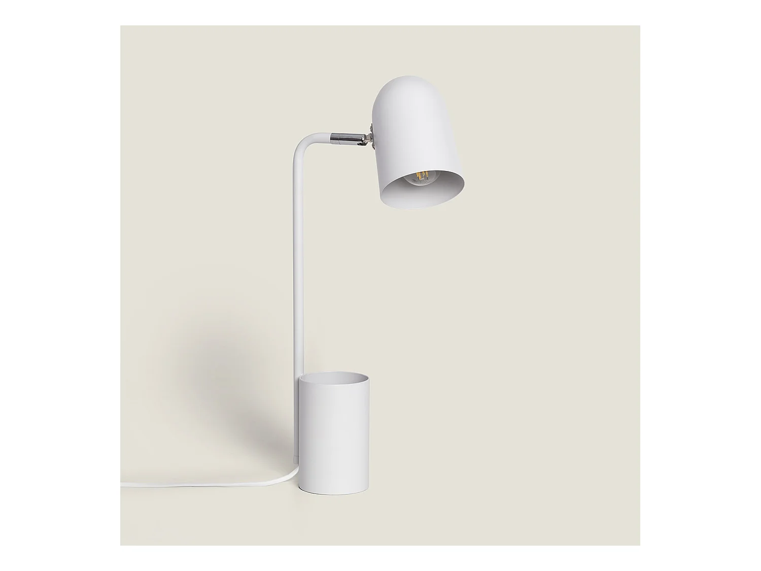 Lámpara Flexo Escritorio de Metal con Portalápices Waal Blanco