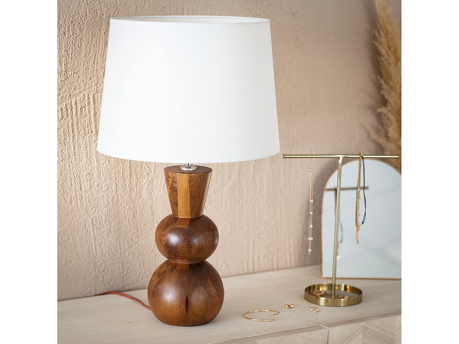 Lampe à Poser en bois Vinda ILUZZIA Naturel