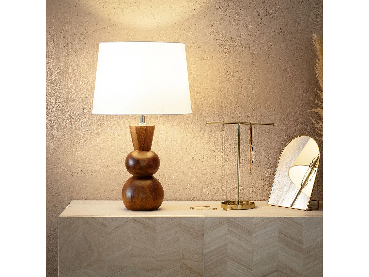 Lampe à Poser en bois Vinda ILUZZIA Naturel