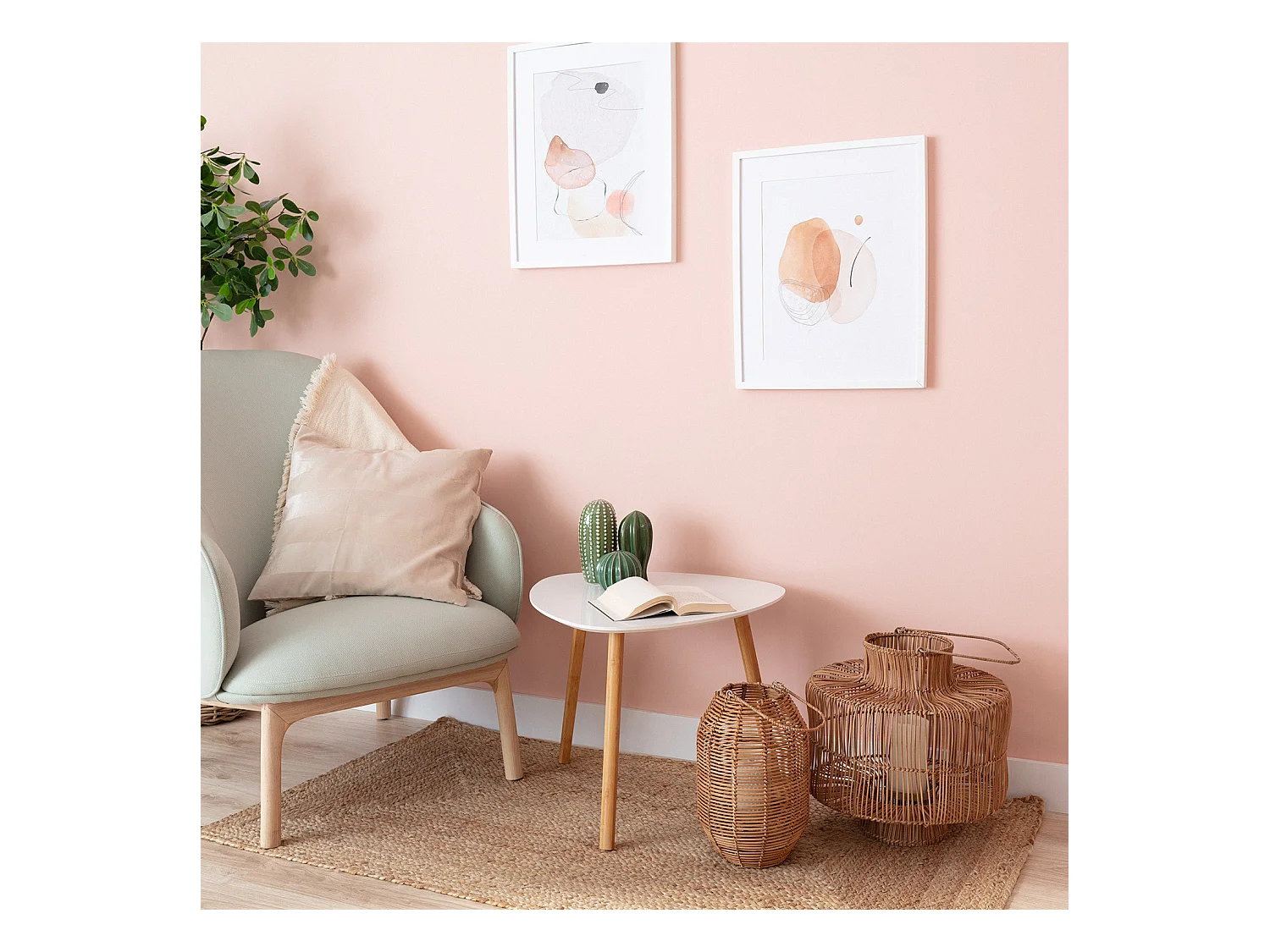 Lampe à Poser Rotin Masái Couleur Naturelle avec télécommande