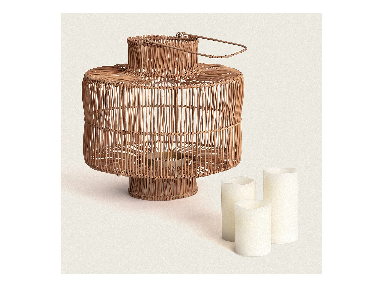 Lámpara de Mesa Ratán Masái Color Natural con Control Remoto