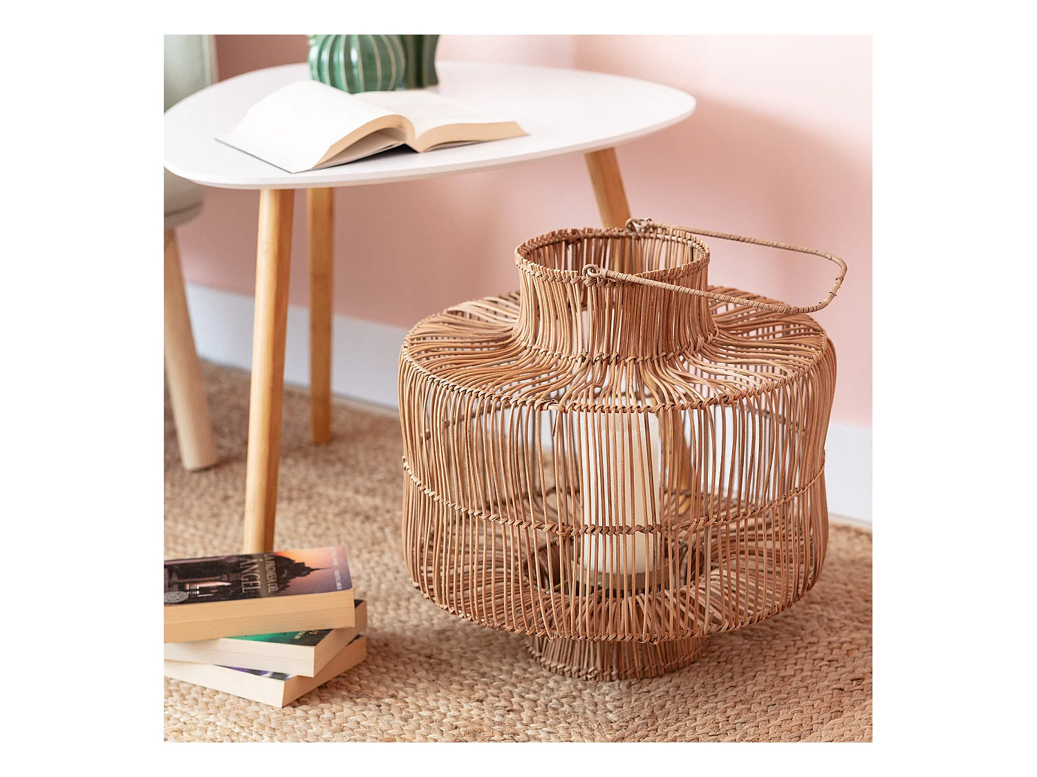 Lampada da Tavolo Rattan Masái Colore Naturale con Telecomando