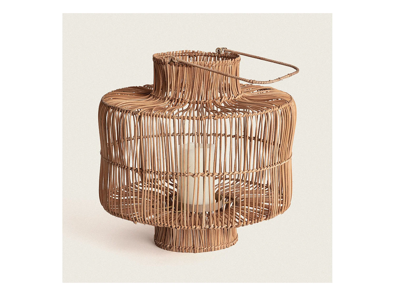 Lampada da Tavolo Rattan Masái Colore Naturale con Telecomando