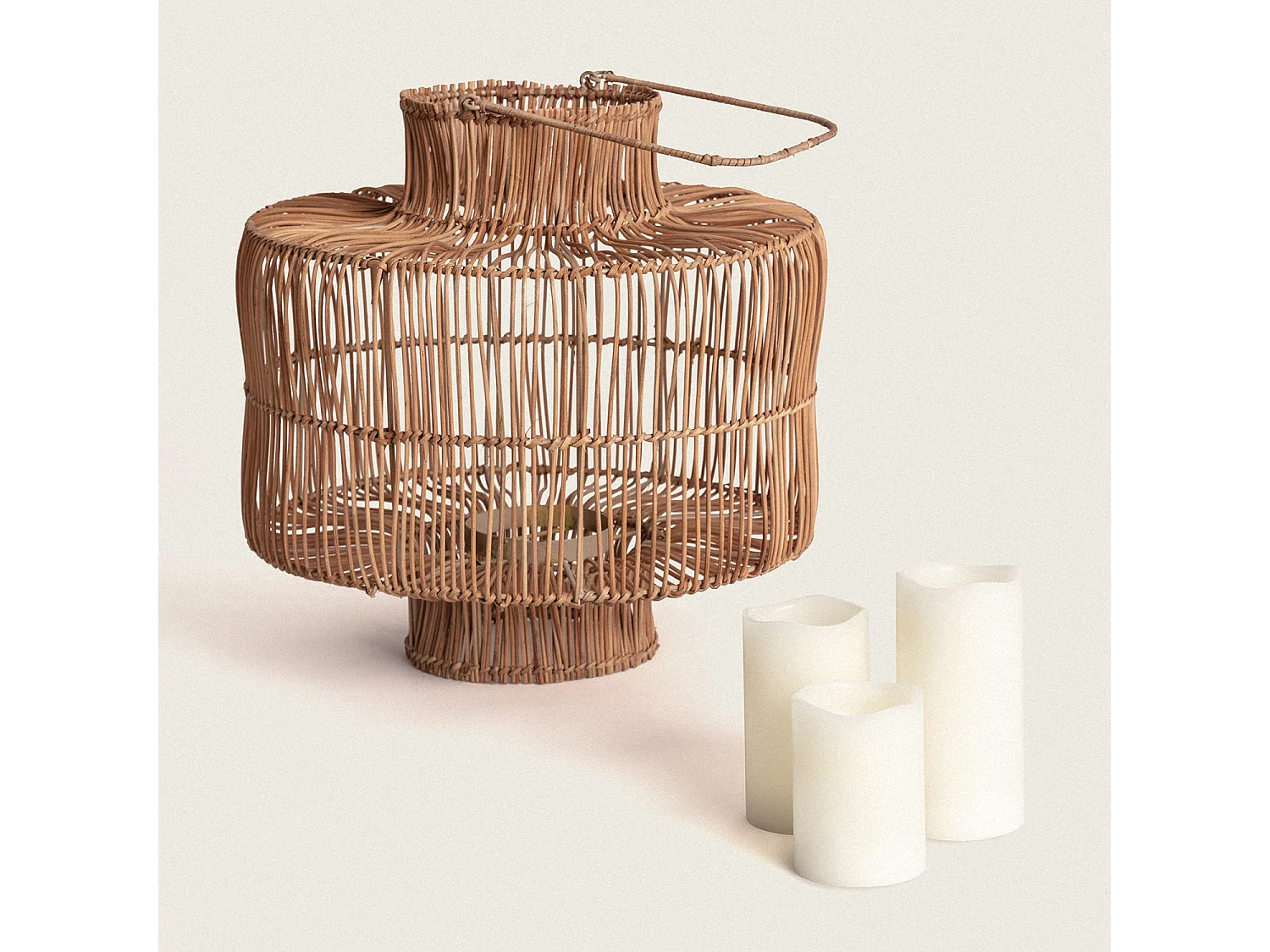 Lampada da Tavolo Rattan Masái Colore Naturale con Telecomando