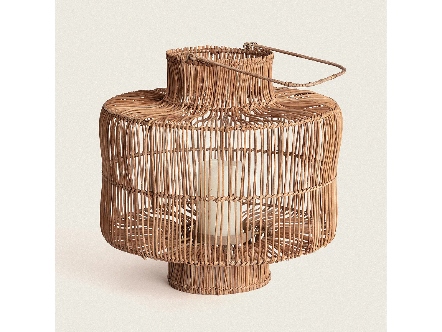 Lampada da Tavolo Rattan Masái Colore Naturale con Telecomando