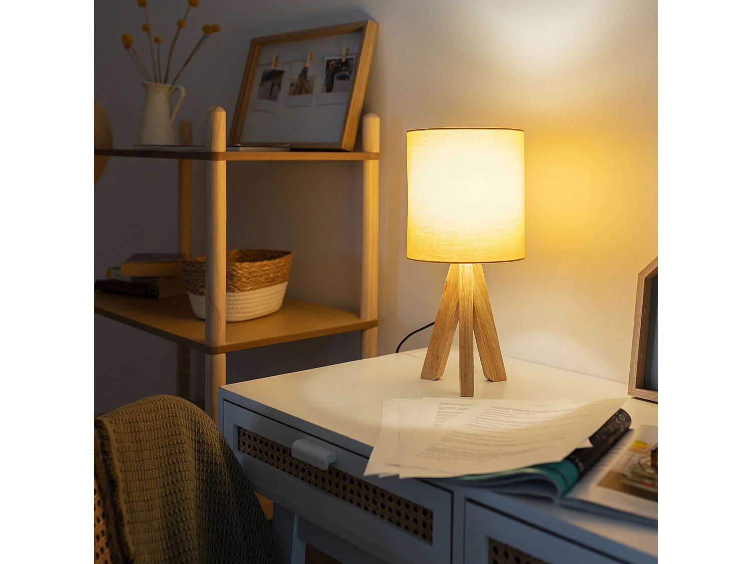 Lampe à Poser Bois Kanuni  Moutarde