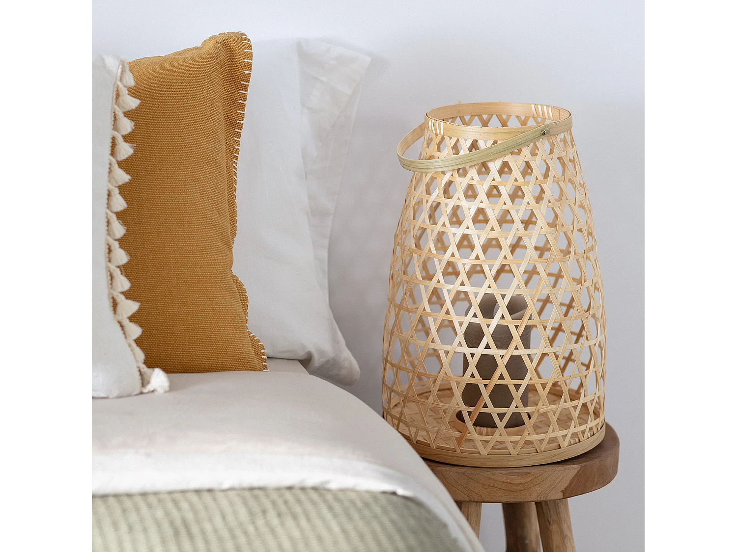 Lampada da Tavolo Bambú Sumailla Colore Naturale con Telecomando