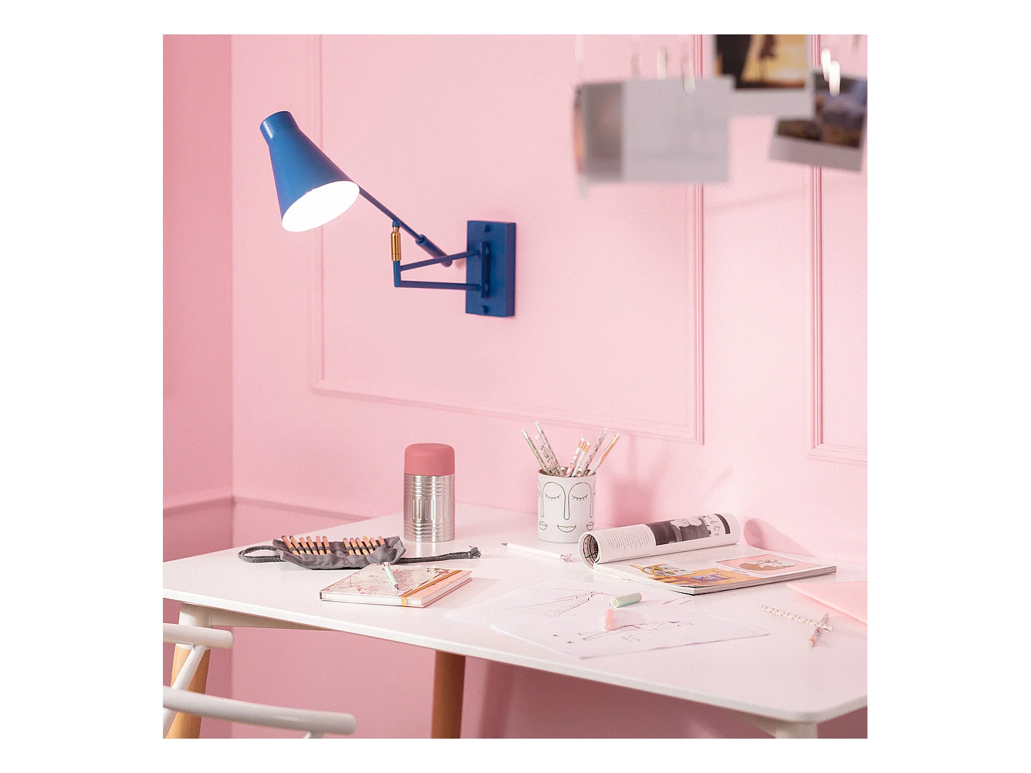 Lampe Murale Articulée Métal Talda Bleu