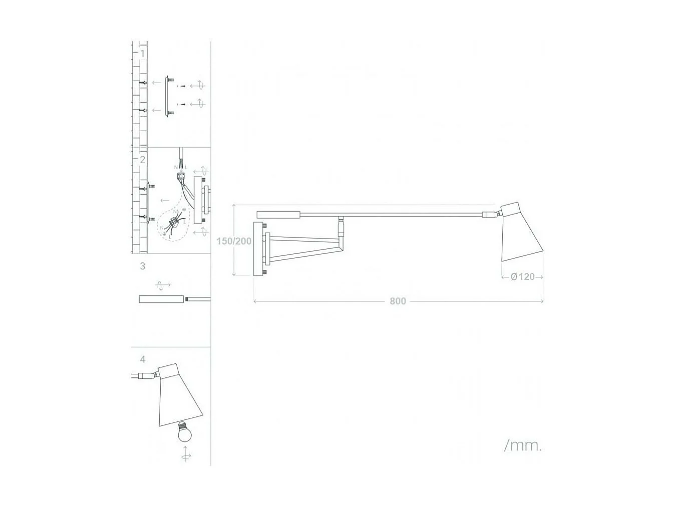Lampe Murale Articulée Métal Talda Bleu