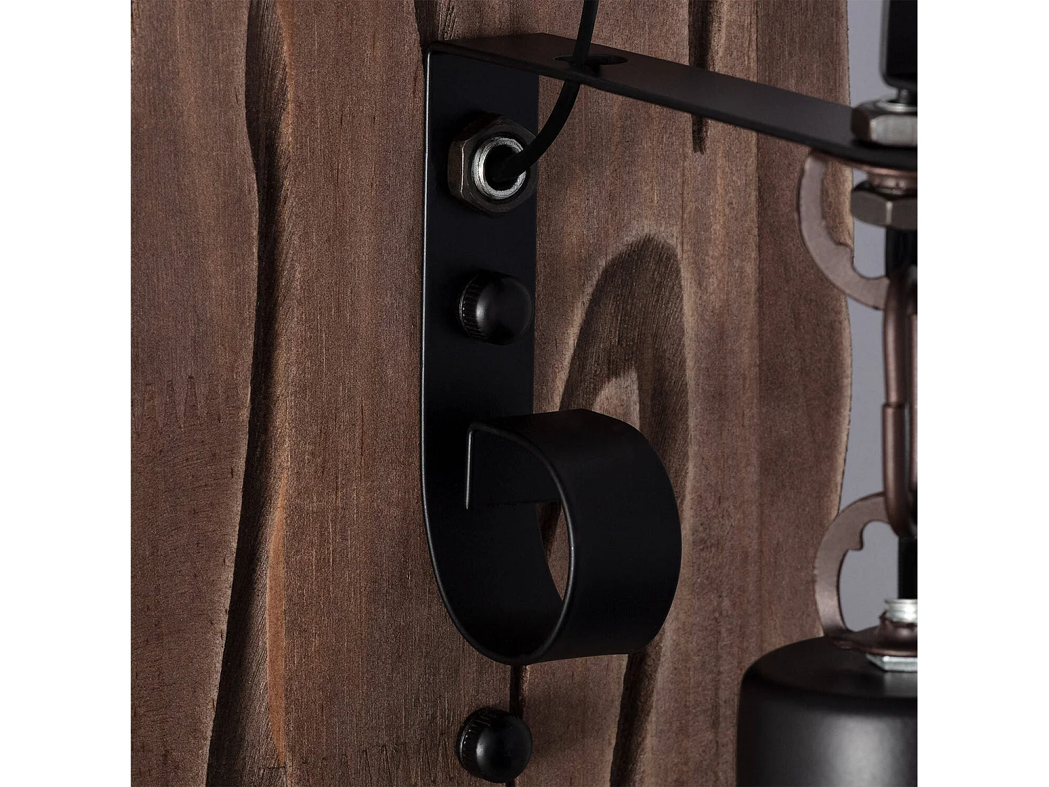 Lámpara de Pared de Madera y Metal Fanala Negro