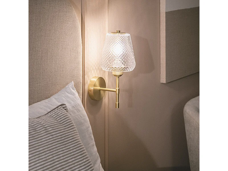 Aplique de Pared Metal y Cristal Stiklu Dorado