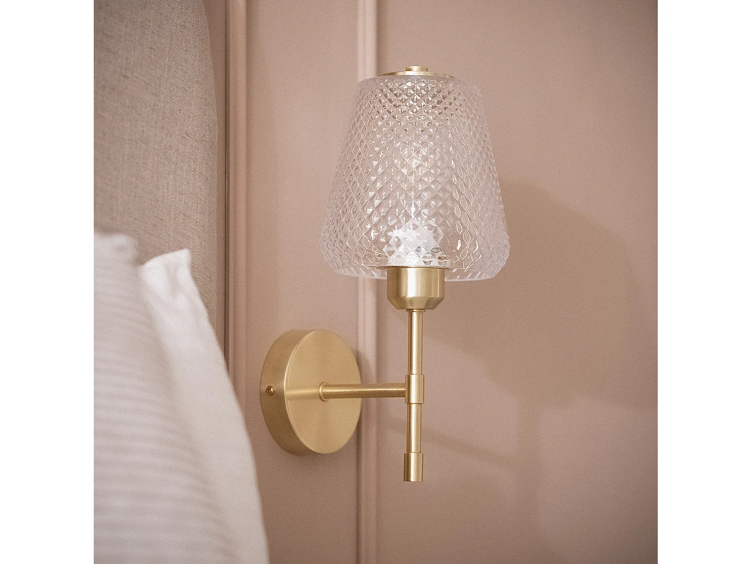 Lampe Murale Métal et Verre Stiklu  Doré