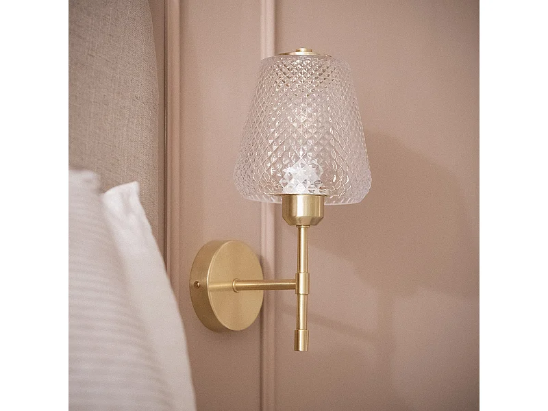 Aplique de Pared Metal y Cristal Stiklu Dorado
