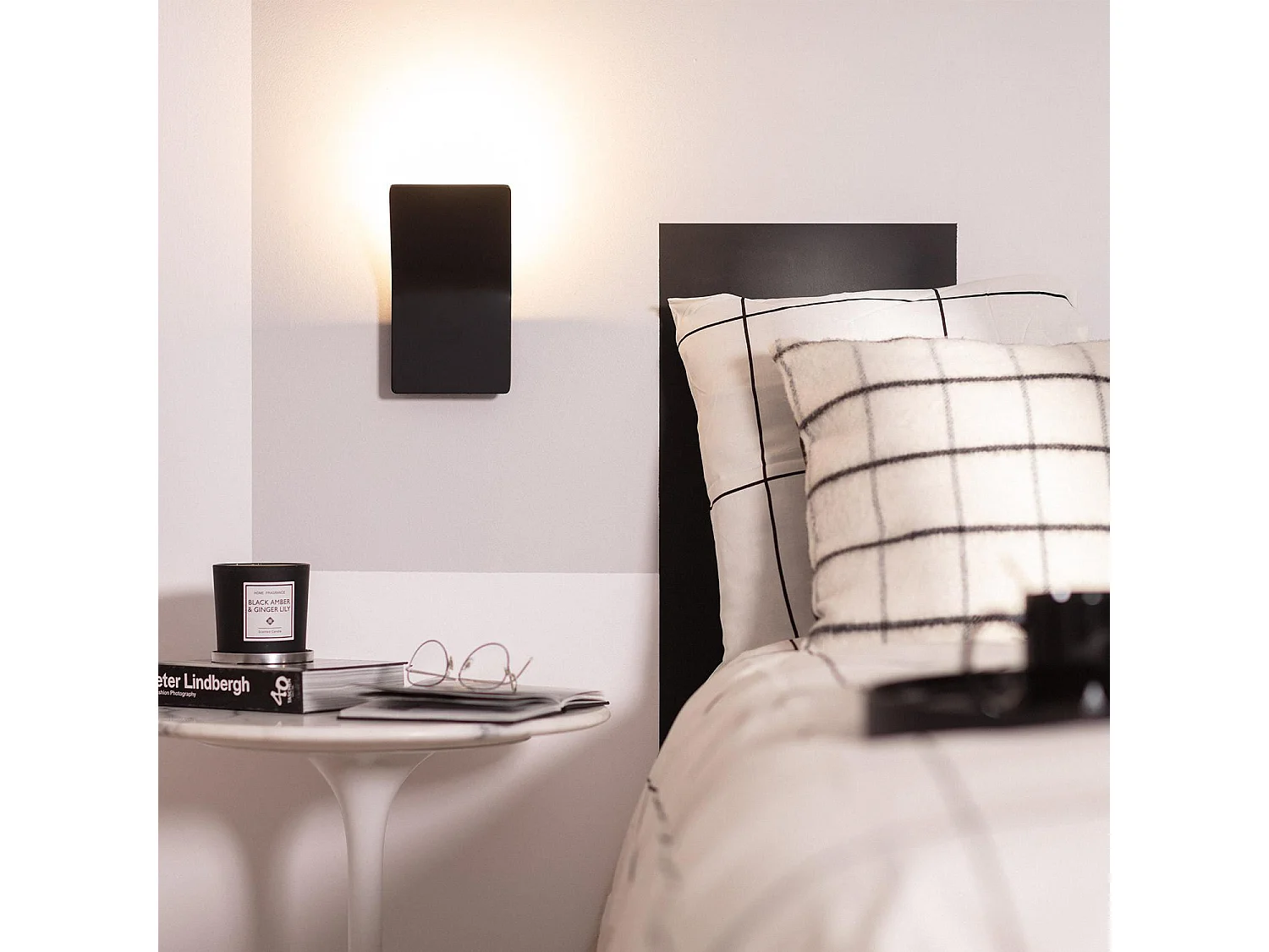 Aplique de Pared LED 6W de Aluminio Lerna Negro 2700K Blanco Cálido