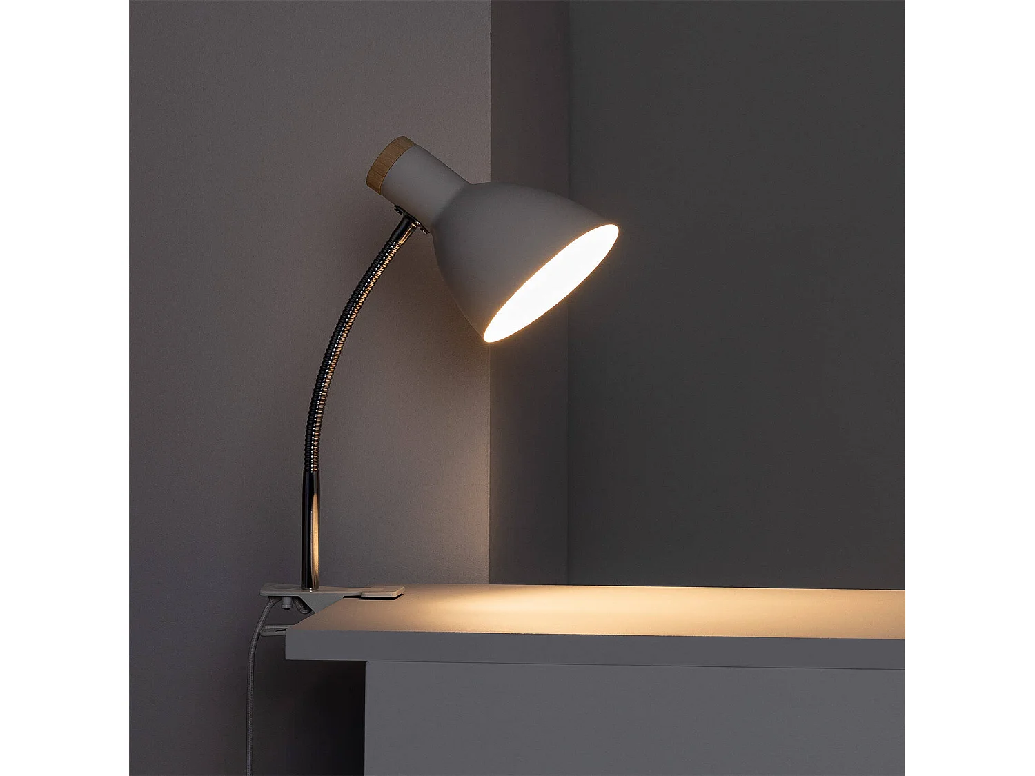Lampe de Bureau Flex Métal Benzal avec Pince Blanc