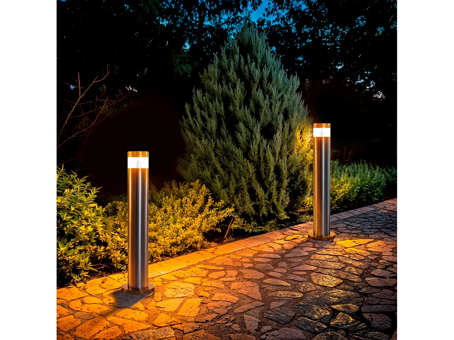 Baliza Exterior LED 5W Superficie Pie 50cm Inti Inox 3000K Blanco Cálido