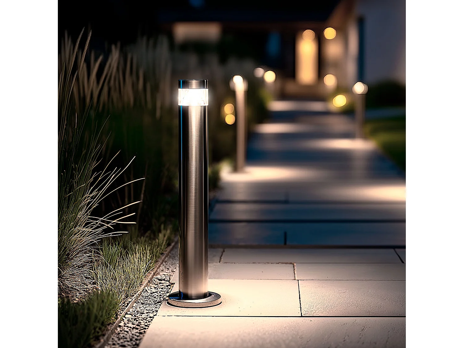 Balise LED Extérieur 5W en Saillie sur Pied 50cm Inti Inox 3000K Blanc chaud