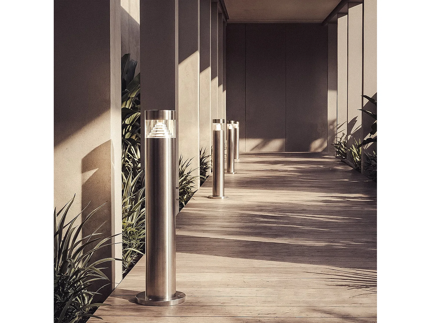 Balise LED Extérieur 5W en Saillie sur Pied 50cm Acier Inoxydable Inti Inox 3000K Blanc chaud