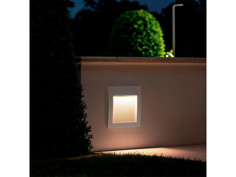 Baliza Exterior LED 4W Empotrable Pared Cuadrado Blanco Natt 2700K Blanco Cálido