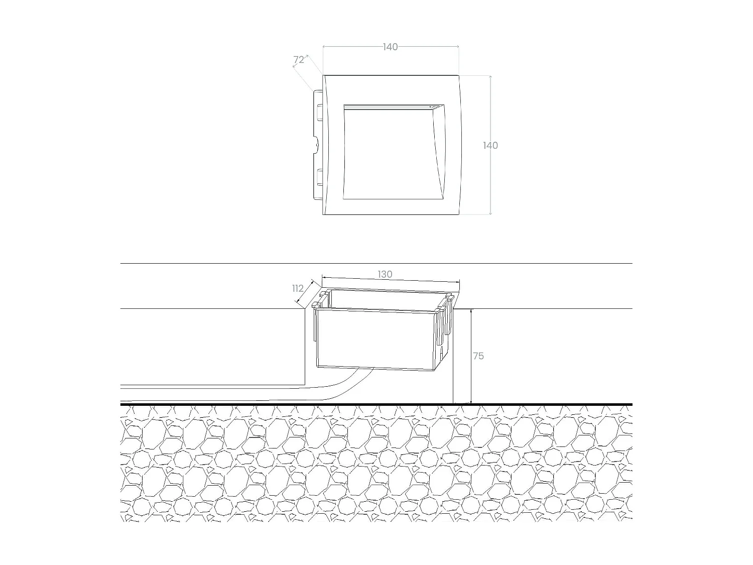 Baliza Exterior LED 4W Empotrable Pared Cuadrado Blanco Natt 2700K Blanco Cálido