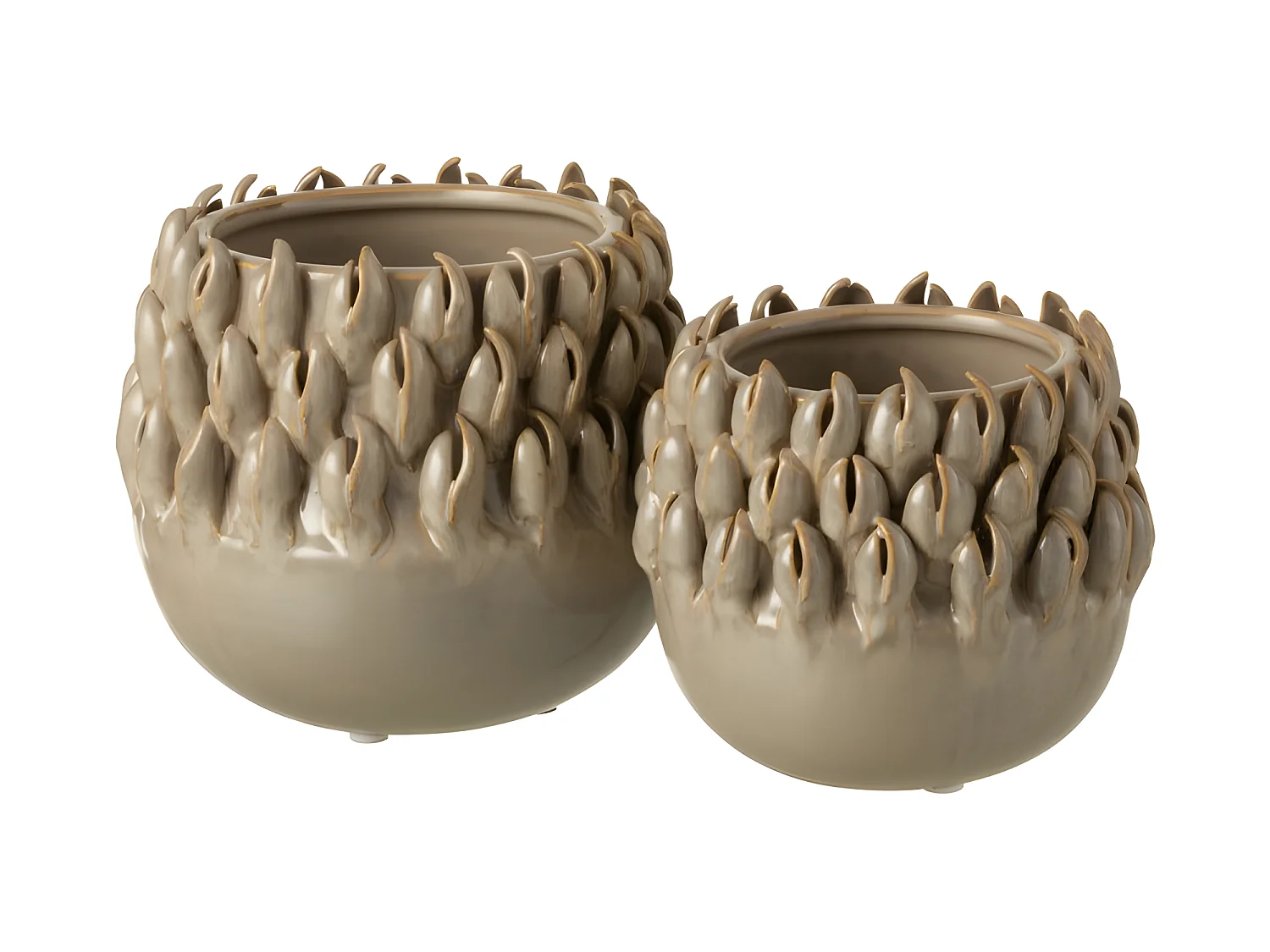 Grijze keramische bloempot 15.5x15.5x14.5 cm