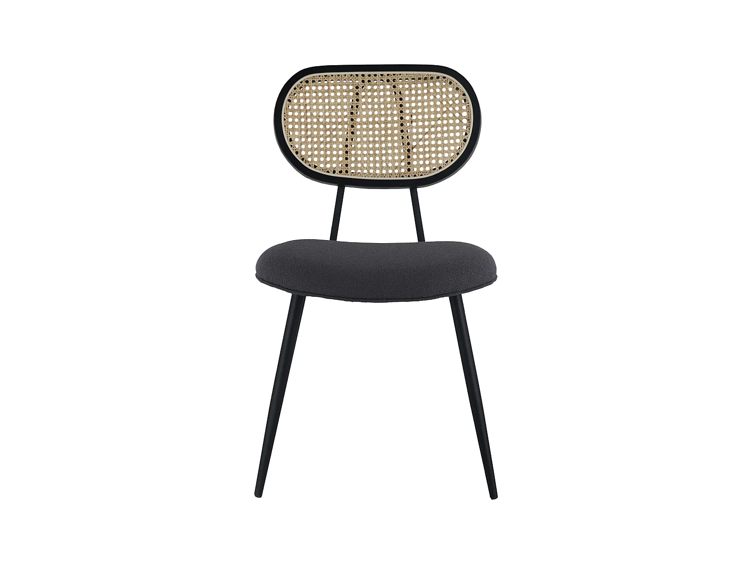 Conjunto de 2 cadeiras de cana e tecido de laço cinzento ELENA